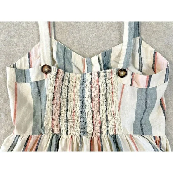 Shyanne Womens Sm Western Sundress Mini Linen Adjustable Straps Button Down - Picture 13 of 16